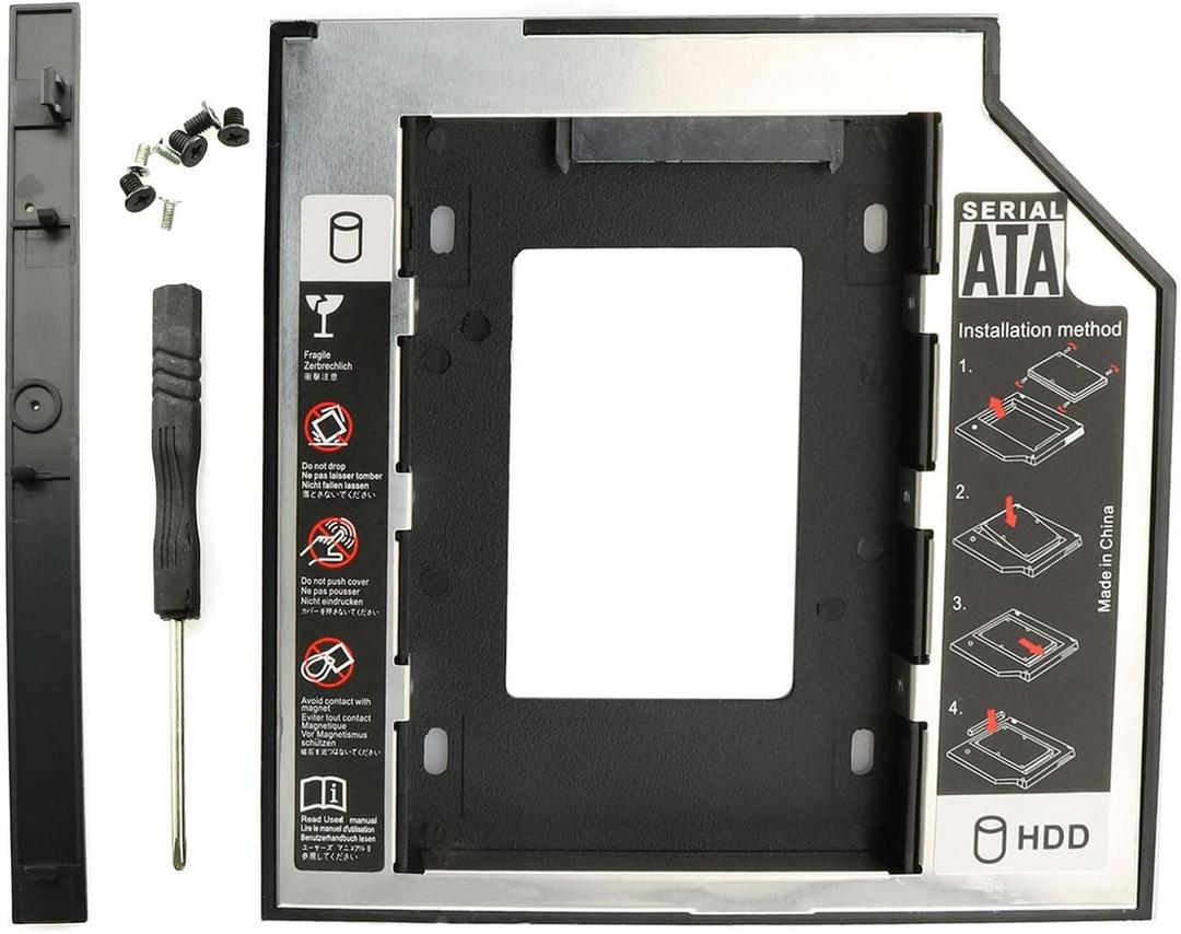 RLECS HDD SSD Caddy Adapter SATA 3.0 Interface Laptop Hard Disk Holder 9.5mm Hard Drive Mounting Bracket for CD DVD ROM Optical Bay 2.5 inch