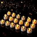 18 Pieces Solar Tea Lights LED Flameless Solar Candles Battery Flickering Waterproof Candles for Wedding Holiday Party Home Decor(1.5 x 1.4 Inch,Yellow Light)