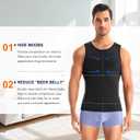 Wonderience Compression Shirts for Men Undershirts Slimming Body Shaper Tank Top Vest with Zipper (Black, X-Large)