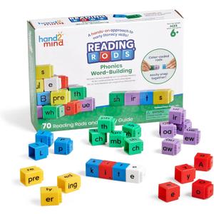 hand2mind Reading Rods Phonics Word-Building, Word Building Activities, Spelling Toys, Montessori Alphabet Letters, Reading Tools for Kids, Science of Reading Manipulatives, Phonemic Awareness
