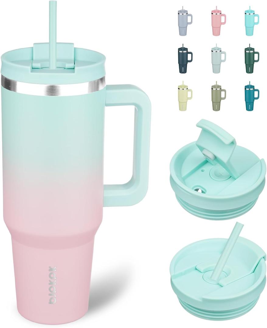 BJPKPK Tumbler With Handle And Straw 40oz Insulated Tumbler Cups With Lid Stainless Steel Travel Coffee Mug,Bubble Gum BJPKPK Tumbler With Handle And Straw 40oz Insulated Tumbler Cups With Lid Stainless Steel Travel Coffee Mug,Bubble Gum