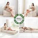 Convertible 4-in-1 Folding Sofa Bed Boneless Sleeper Chair Couch Foldable Chaise Lounger & Mattress Pocket Coils+Foam Fill Medium Support, No Assembly for Living Room/Bedroom, Twin Beige