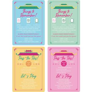 4 Pcs Mahjong Shuffler Cards for Tiles Mixing & Shuffling Portable Mah Jong Accessories Gifts Party Supplies Waterproof Rules Printed Mixer 7 x 5 in for Tiles Players Lovers(Pastel,Linear)