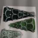 Luxstyra Ceramic Christmas Tree with Lights, Set of 3 Christmas Trees with Timer, Table Top Christmas Decor, Porcelain Christmas Tree Figurine, Vintage Ceramic Xmas Trees with Carved Stars for Mantel