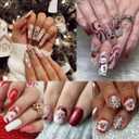 6 Sheets Christmas Nail Art Stickers Self-Adhesive 3D Christmas Tree Santa Claus Nail Decals Winter Nail Stickers Snowflake Snowman Penguin Elk Nail Design Christmas Stickers for Women Nail Decoration