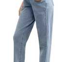 Women's Maternity Jeans Over Belly, Comfy Stretch Boyfriend Jeans, Loose Pregnancy Pants with Pockets (X-Large)