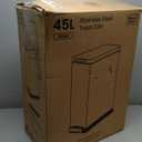 Home Zone Living 12 Gallon Slim Kitchen Can with Soft Close Lid, Step Pedal, Bag Tuck Band, and Removable Liner, Stainless Steel, Silver