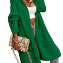 Aoysky Women's Long Cardigans Cable Knitted Open Front Oversized Hooded Outerwear Sweater Coat Green M