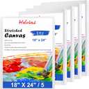Stretched Canvas for Painting - 18x24 Inch/5 Canvas Value Pack - Triple Primer Acid Free 100% Cotton Blank Canvas for Painting Supplies Oil and Acrylic Pouring Art Watercolor