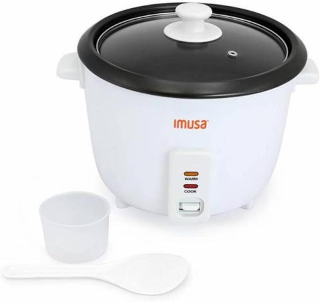 IMUSA USA GAU-00012 Electric NonStick Rice Cooker 5-Cup (Uncooked) 10-Cup (Cooked), White (5 Cups)