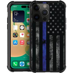 DJSOK Compatible with iPhone 14 CaseDesign Pattern Back Bumper Anti Scratch Reinforced Corners Soft TPU Caver,Cases for Men Women-American Police Flag