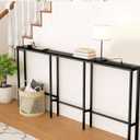 70" Narrow Console Sofa Table with Power Outlets & 2 USB Ports, L Shaped Behind Couch Table Skinny, 3 Assembly Options Entryway Tables with Charging Station for Living Room, Hallway, Black, 70IN