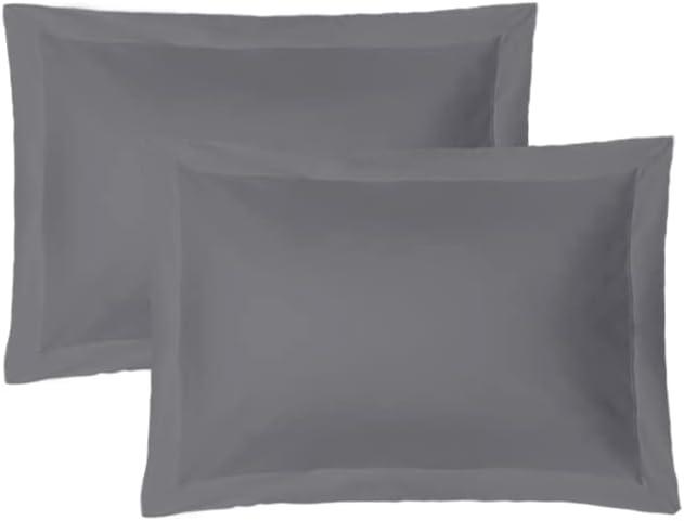 iMaylex Soft and Breathable 100% Egyptian Cotton Envelope Pillow Shams, Silk Like and Cozy Decorative Pillow Covers, Set of 2, Dark Grey, King