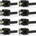 Estmoon 5 Pack Door Handles Black Interior Door Knobs, Keyless Privacy Door Levers with Lock Heavy Duty Door Handle for Bedroom Bathroom