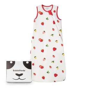 BubblePanda Rayon Made from Bamboo Sleep Sack 0-6 Months 0.5 Tog Soft Newborn Sleep Sack 3-6 Months for Infant Babies 2-Way Zipper Wearable Blanket Baby 0-3 Months (Strawberry)