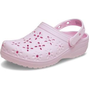 Crocs Unisex Adult Floral Classic Clogs (8 Women/6 Men, Pink Milk)
