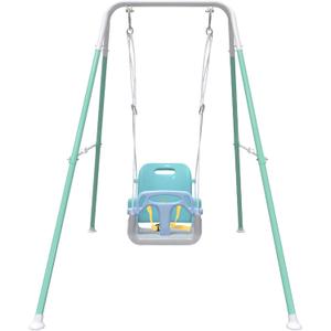 Multifunctional Toddler Swing, Foldable Baby Swing Outdoor & Indoor Use, Easily Installable and Storable (Blue)