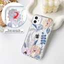 NITITOP Compatible with iPhone 11 Case Clear Magnetic Compatible with MagSafe Cute Metallic Flowers Floral for Women Girls Hard PC Back Shockproof Protective Phone Cover - Blue