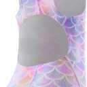 Girls One Piece Athletic Swimsuit, Mermaid Scale Training Bathing Suit for Pool and Competition, 3-12 Years (US, Alpha, Small, Regular, Cranberry)