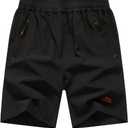 JINSHI Men's Outdoor Quick Dry Lightweight Sports Hiking Shorts Zipper Pockets (Black) S
