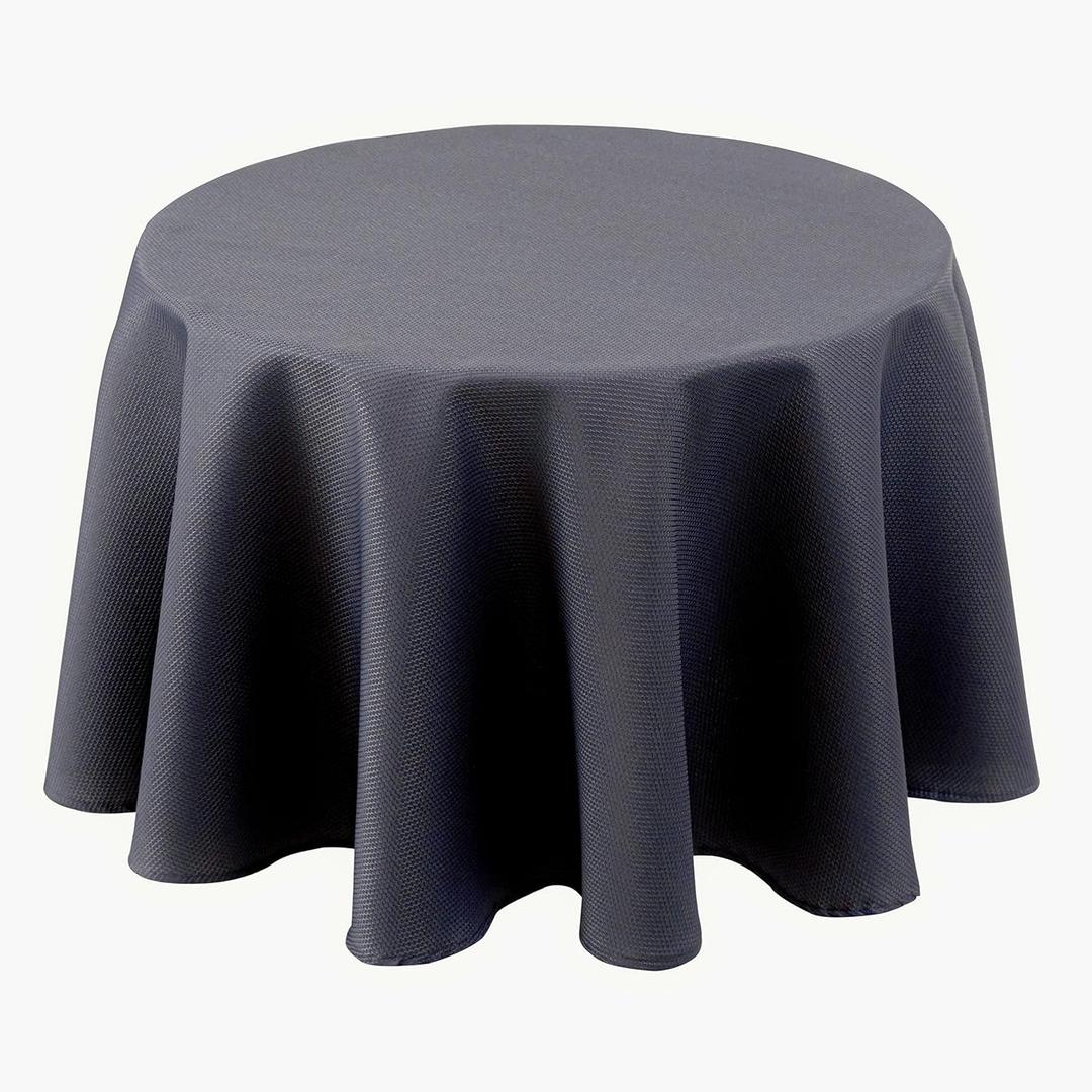 Biscaynebay Textured Fabric Round Tablecloths 70", Dark Grey Water Resistant Washable Table Cloth Circle Folding Table Covers for Dining, Kitchen, Wedding, Parties etc