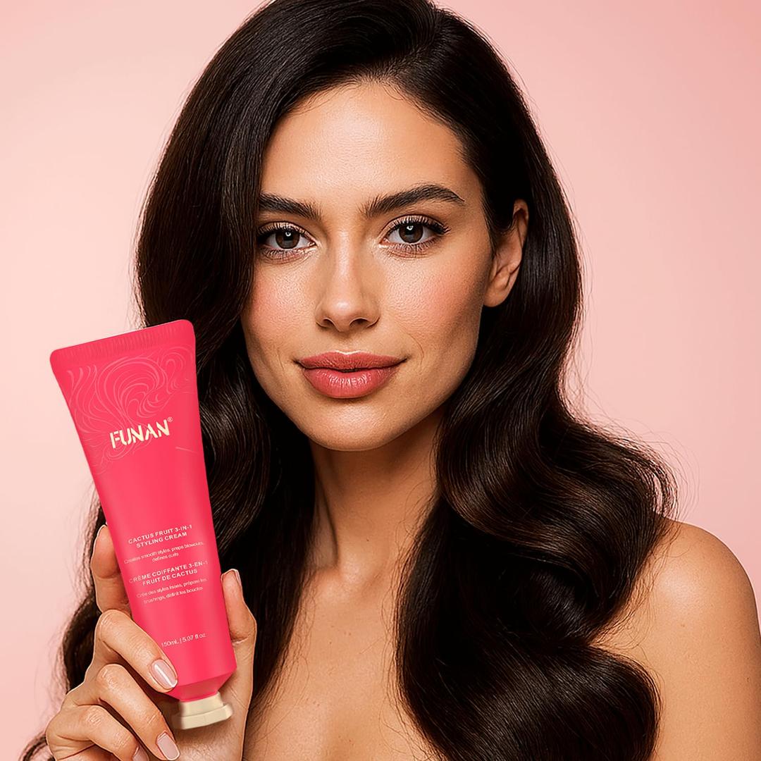 Hair Styling Cream for Men & Women  Natural Hold with Cactus Fruit & Shea Butter | Lightweight, Creates Smooth Styles and Defines Curls | No Flakes, No Residue  Vegan & Cruelty-Free, 5.07 fl oz 1P (Pink Red)