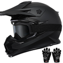 TRIANGLE Adult Dirt Bike Helmet Full Face Motocross Helmets DOT Certified Motorcycle Helmets with Adjustable Goggles & Gloves for Men & Women - DOT/FMVSS-218 Certified for Off-Road ATV BMX UTV, Matte Black XL