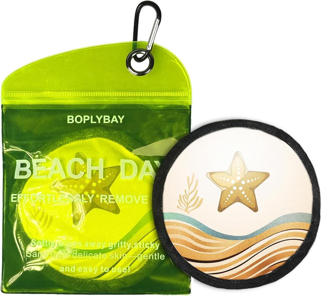 2 x Natural Sand Remover Pouch for Beach – Talc-Free, Hypoallergenic, Fragrance-Free | Waterless Sand Cleaner for Feet, Pets, Towels, Swimsuits | Compact Reusable Travel Gift for Women & Kids