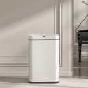 2.4 Gallon / 9L Small Motion Sensor Trash Can, Stainless Steel Automatic Trash Bin, Touchless Electric Garbage Can for Bathroom, Bedroom, Under Desk, Silver (White 2.4 Gallon Stainless Steel)
