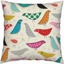 Creativebug Midcentury Modern Simple Lines Colorful Bird Flax Cotton Hidden Zipper Throw Pillow Covers 26x26 in (Two Sides) (21)