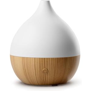 Essential Oil Diffuser with Adapter, 100ml Small Aromatherapy Scent Machine for Home & Office Desk, 7 Color LED Cool Mist Humidifier, Auto Shut-Off, Classic Teardrop White