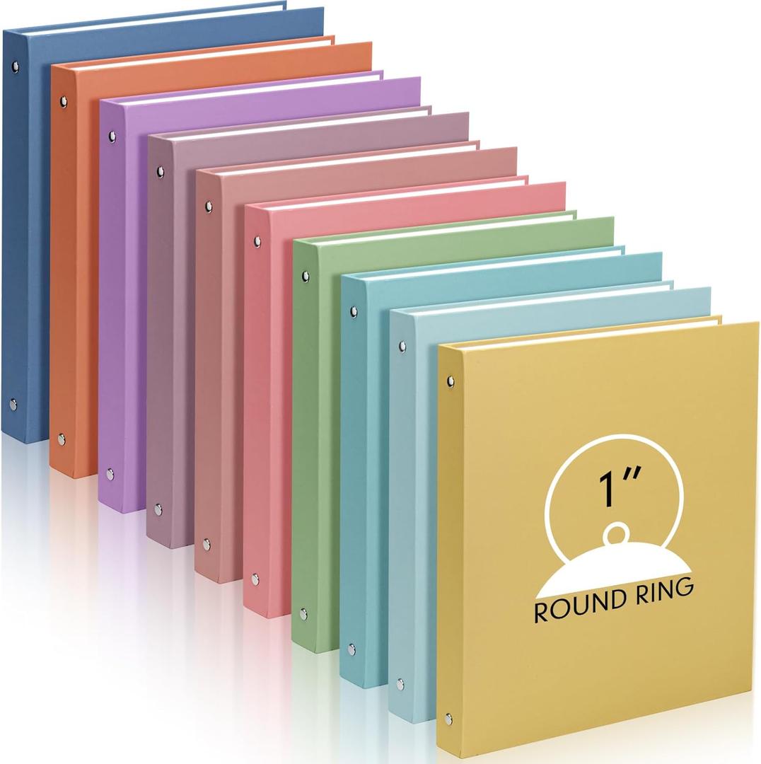 Ctosree 10 Pack Colored 3 Ring Binder with 2 Pockets Hardcover Loose Leaf Binder for Women Men Teacher Student School Office Home Supplies, Fits 11 x 8.5 Size Paper, 10 Colors, Size: 1.5" x 12" x 10 3/4"