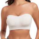 WOWENY Strapless Bras for Women Bandeau Bra Wireless Non-Slip Silicone Seamless Padded Tube Top Bra, X-Large