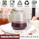 24 Pack Plastic Ribbed Wine Glasses, 14oz Stemless Disposable Wine Cups, Cute Clear Unbreakable Outdoor Cocktail Glasses, Heavy Duty Reusable Plastic Drinking Cup for Party Wedding Mimosa Bar