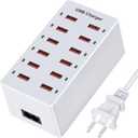 USB Charger 12-Ports Charging Station for Multiple Devices USB Wall Charger Power Hub Strip Smart Plug Charging Dock Block for iPhone Xs/XR,iPad,iPod,Galaxy S9/S8,Smart Phones 60W