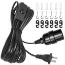 DiCUNO Hanging Lantern Extension Cord Cable, E26 Pendant Light Socket On Off Inline Cord Switch Control Lamp, Switch Close to Polarized Plug, 20 Feet (6M), Black, 1-Pack