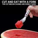 2 x 2 in 1 Watermelon Cutter Slicer Tool, Upgrade Thicken Stainless Steel Watermelon Cutter Fruit Fork, 9.5In Large Size Fruit Knives Kitchen Gadget Dual-Use Melon Slicer for Home (2)