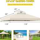 9.8'x9.8' Replacement Canopy Top Cover Only for Gazebo, Double Tiered Gazebo Covers for Outdoor Patio Garden Canopy Upgraded 2025 (Beige)