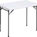 Folding Table 3ft Rectangular All-Occasion Plastic Folding Event Table for Indoor and Outdoor, Portable Desk, Camping, Durable and Stable, HDPE and Steel, Wide Application, White