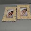Lineshading 2 Pack Scalloped Woven Wicker Picture Frame 4 x 6 Inch Rattan Photo Frame for Wall Tabletop Display Home Decor Accessories Gifts for Family Friends