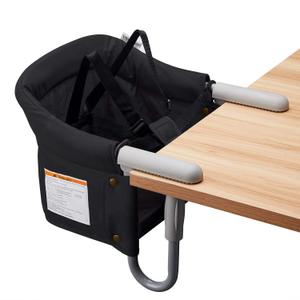 Hook On Chair, VEEYOO Clip On High Chair Folding Fast Table Chair with Storage Bag, Portable Baby Feeding Seat Attach to Table for Home and Travel (Black)