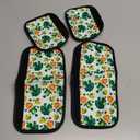 Depleadofei St Patrick's Day Refrigerator Door Handle Cover Set of 4 Green Leaves Print Replacement Kitchen Appliance Gloves Keep Off Fingerprints Food Stains