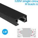 H Track Lighting Rails Kit 120V 3.3FT 3-Wire H Type Single Circuit with End Caps and Live End Feed Connector, Mounting Hardware (Black)