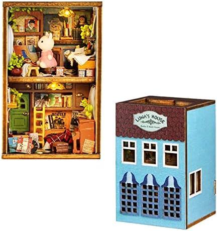 Mini 3D Wooden Doll House Craft Model with LED,DIY Miniature and Furniture Dollhouse Kit,Creative Room Idea for Valentine's Day Birthday Gift (Luna's Apartment)