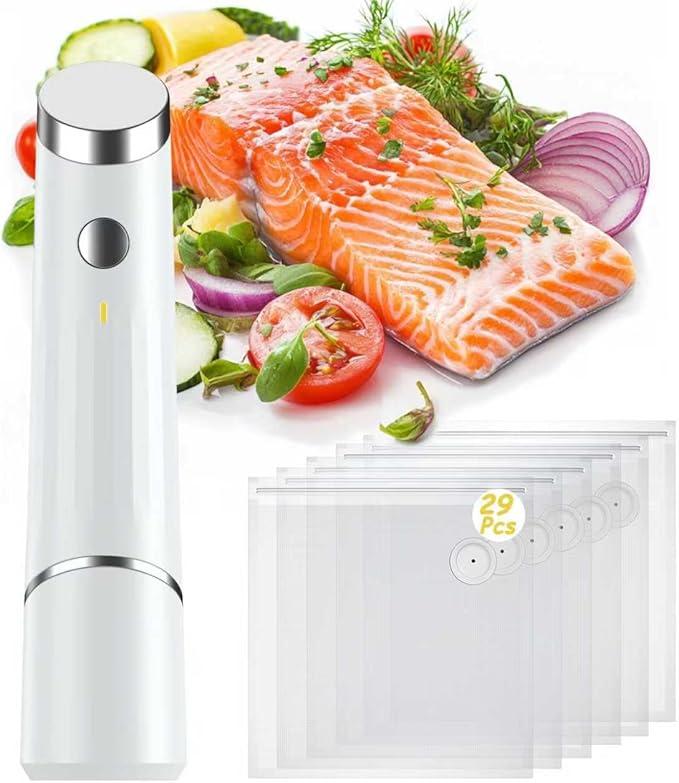 Vacuum Sealer, Portable Vacuum Sealer Machine, Handheld Compact Vacuum Sealer for Food Preservation & Storage with 29 Reusable Vacuum Bags (1 Pump+29 Bags)
