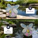 Solar Dragonfly Garden Decor with Cracked Glass Wings, Outdoor Resin Dragonfly Statue with Solar Light for Patio, Lawn, Yard Ornament Eco-Friendly Housewarming Gift for Women