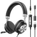 Wantek Headset wtih Mic, USB Headset with Microphone for PC, Computer Headset with Noise Canceling Microphone with Mute for Work Home Office Online Skype Zoom Meetings