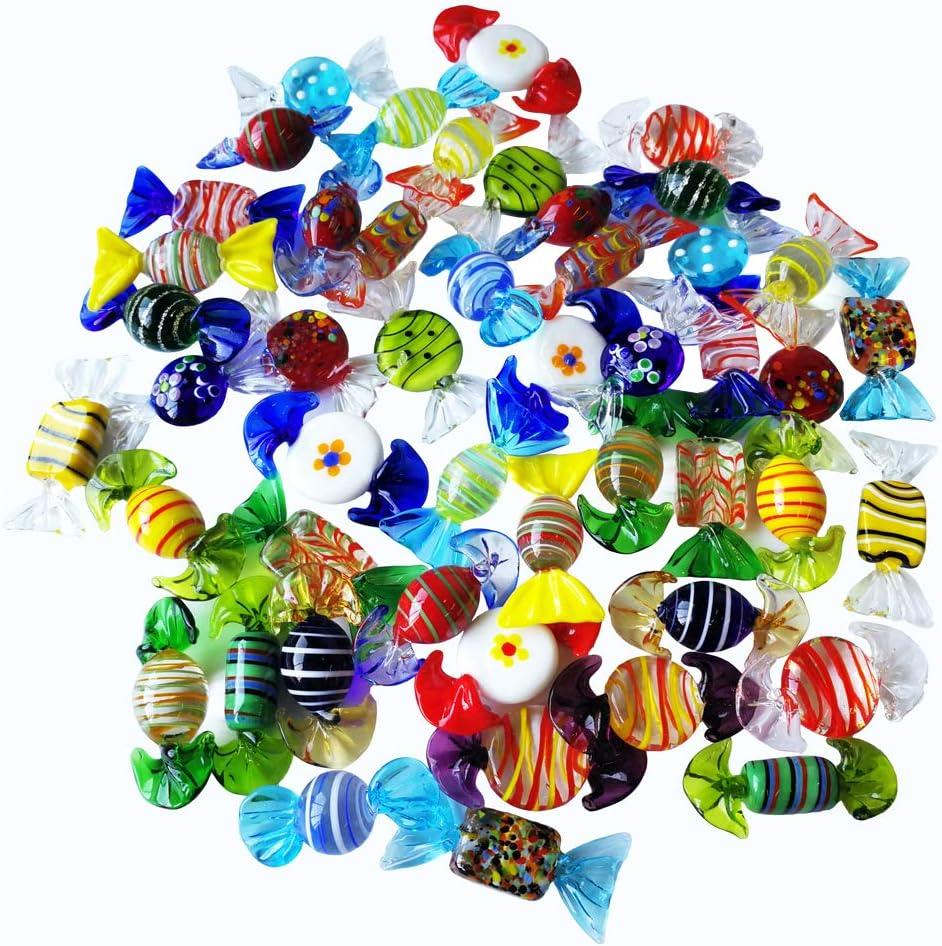 24pcs Handmade Vintage Murano Style Various Glass Sweets Glass Candy Ornaments for Home Party Wedding Christmas Xmas Tree Festival Decorations Gift