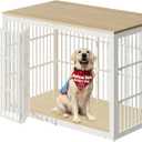 Lyromix 54" Dog Crate Furniture with Foldable Door, XXL Dog Crates for Large Dogs, Wooden Decorative Dog Cage Kennel Indoor End Table, Natural Beech