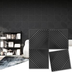 Art3d 33-Pack 3D Wall Panels for Interior Wall Decor, Textured Accent Wall Paneling for Living Room, Bedroom, TV Wall Background, 12"x12" Black